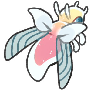 These delicate insect creatures are collectors of nectar and mushroom spores, the colors of their abdomen are dependent upon their meal of choice. Mhoats will often keep small colonies of angelfly for the honey they create, some even going so far as to cultivating honey made from specific sources for their unique colors and flavors.