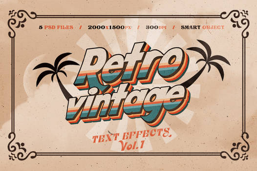 Retro Vintage Text Effects Vol.1 l 5 PSD FILES