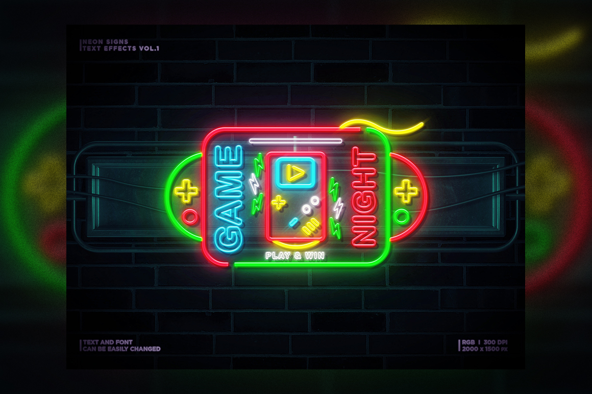 Neon Signs Text Effects Vol.1 l 10 PSD FILES