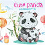 Watercolor Panda Cliparts Set