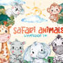 Watercolor Safari Animals Set