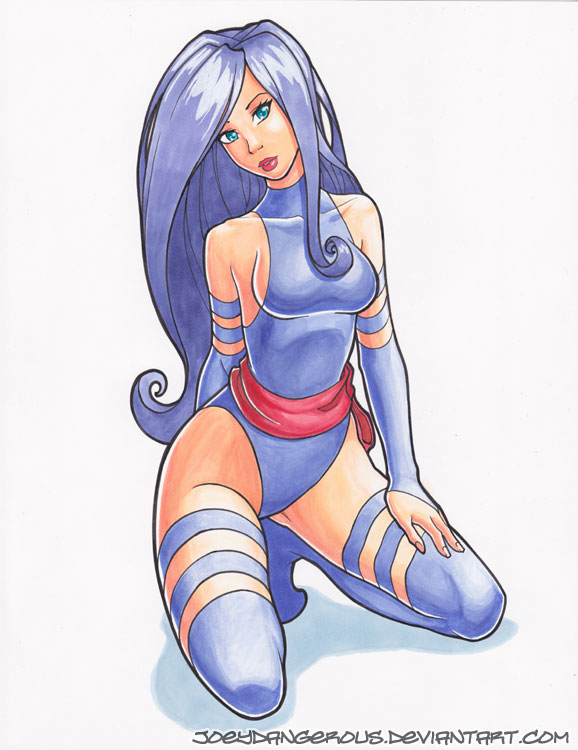 Psylocke pin up marker drawing