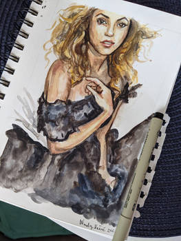 Shakira Watercolor Portrait