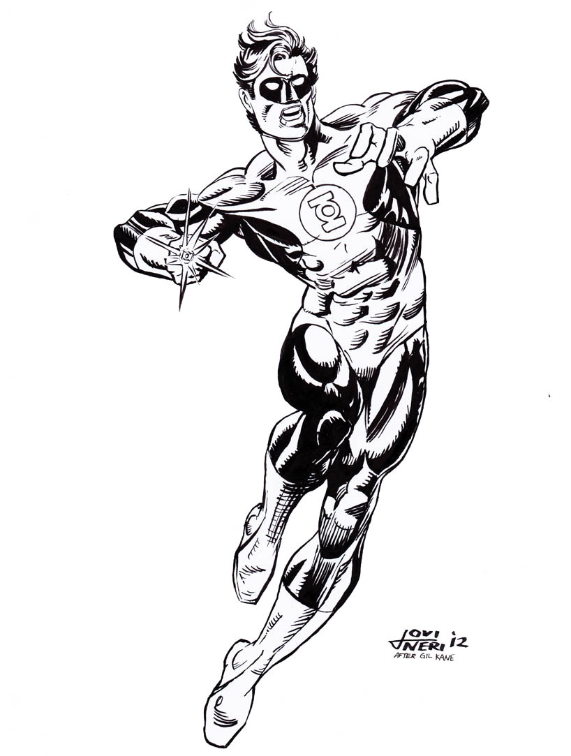 Green Lantern Pin-Up (brush inks over Gil Kane)