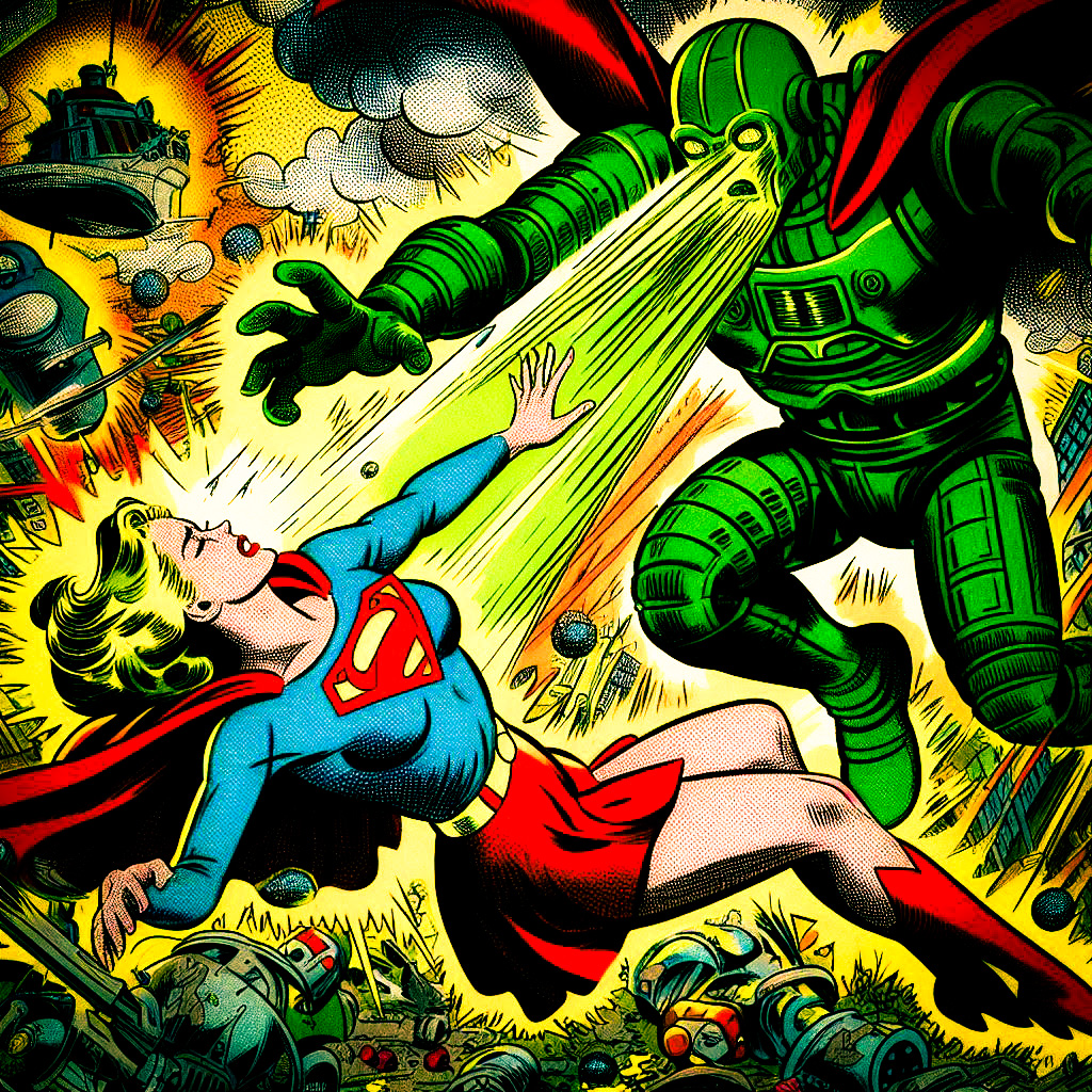 1950s Supergirl vs Robot