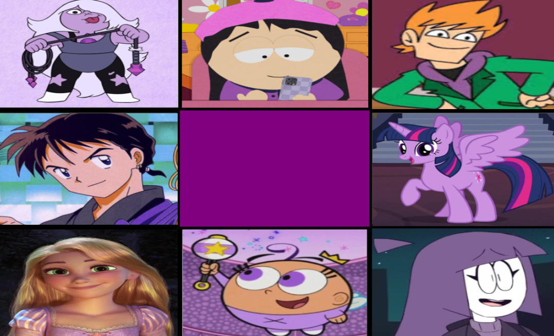 Purple Character Examples My Favorite Purple Characters by andrealovessouthpark on DeviantArt