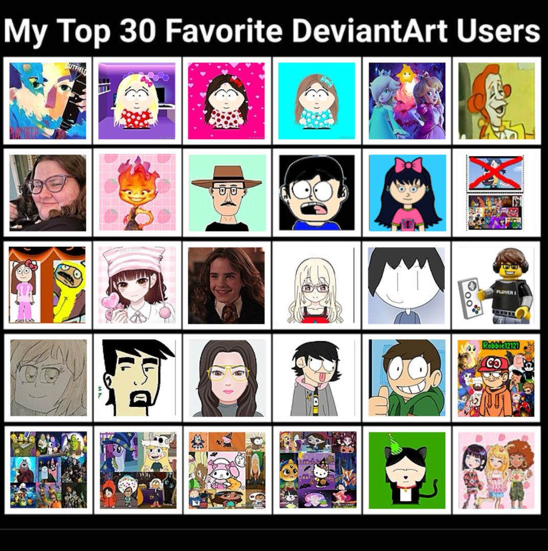 Upload777 My Top 30 Favorite DeviantArt Users by andrealovessouthpark on DeviantArt