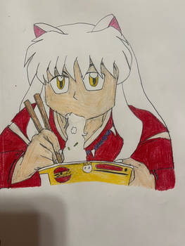 Inuyasha Eating Ramen Noodles Drawing