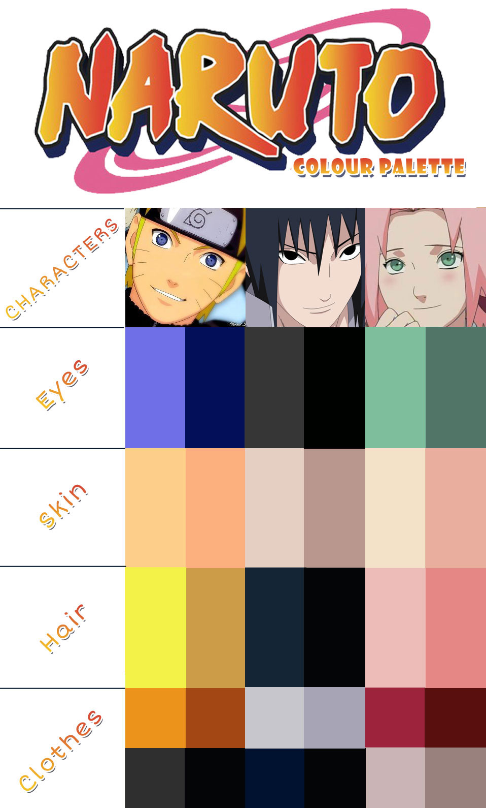 NARUTO COLOUR PALLETE Team 7 Shippuden by mysimpleme14 on DeviantArt