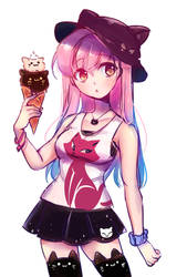 Neko + Ice cream [Quick Drawing]