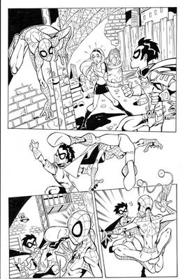 Spidey vs.TeenTitans pg1 inks