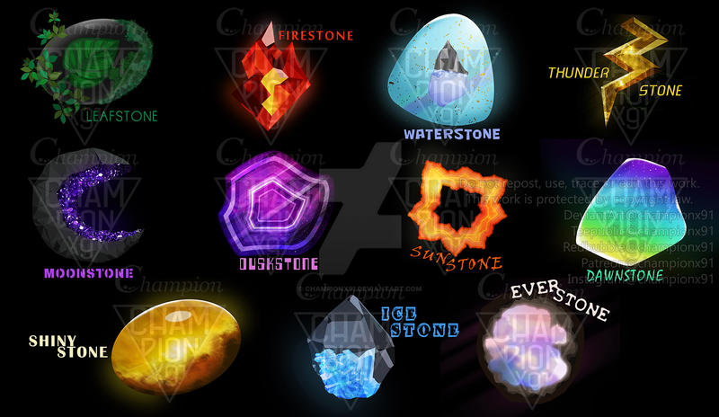Pokemon Evolution Stones Reimagine by Championx91 on DeviantArt