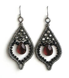 onyx and amethyst earrings