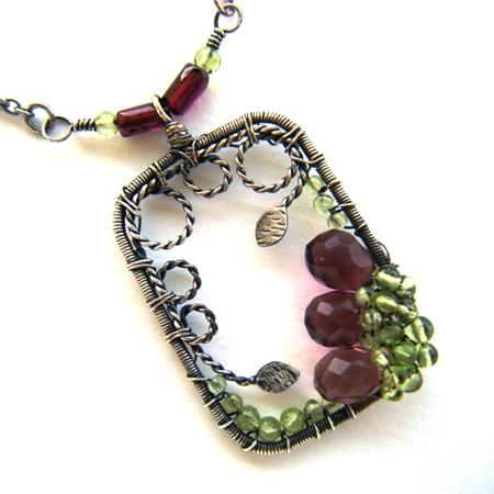 garnet peridot necklace