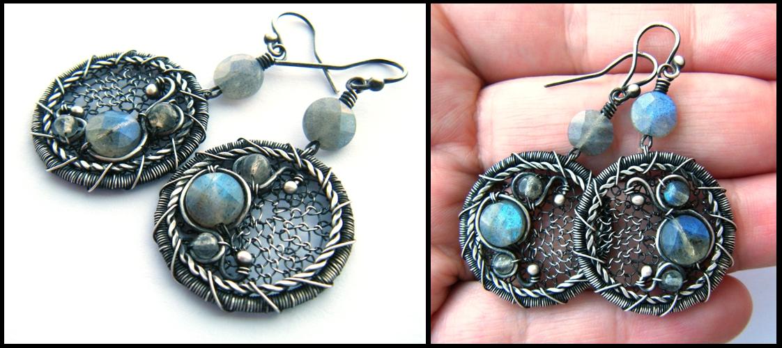 round labradorite earrings