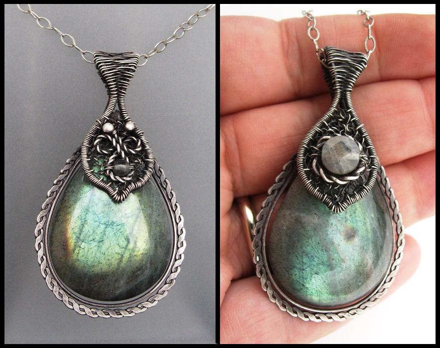 labradorite big drop necklace