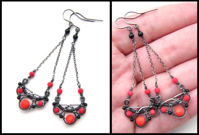 red and black earrings