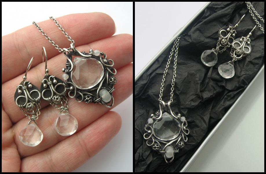 quartz and moonstone set