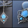 blue chalcedony jade silver necklace