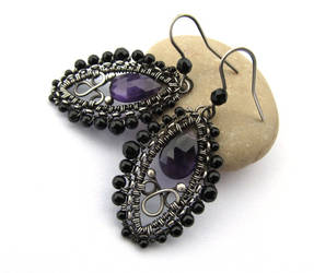 violet and black earrings