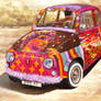 Fiat 500 oldtimer, yarn bombed