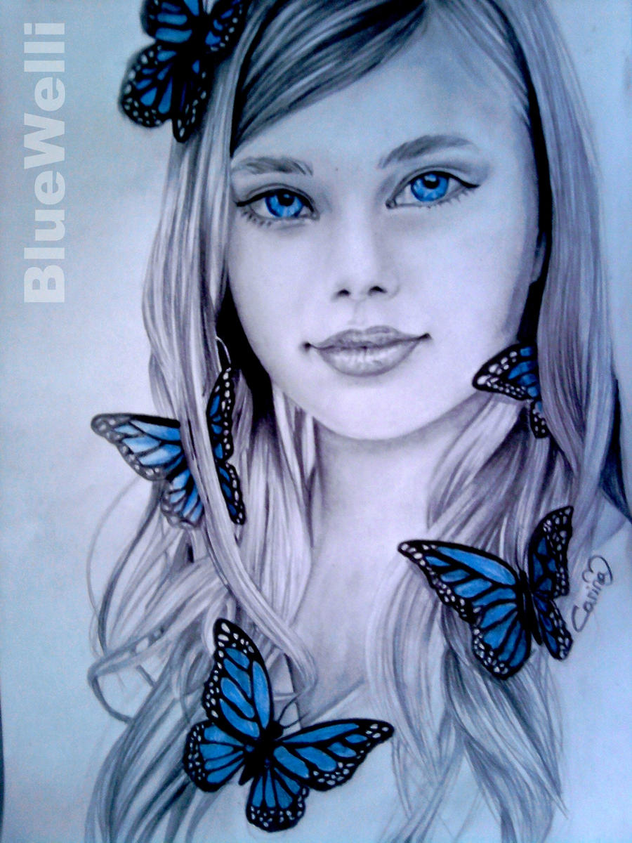 Blue Butterfly Girl