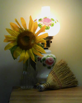 Sunflower and Old Lamp