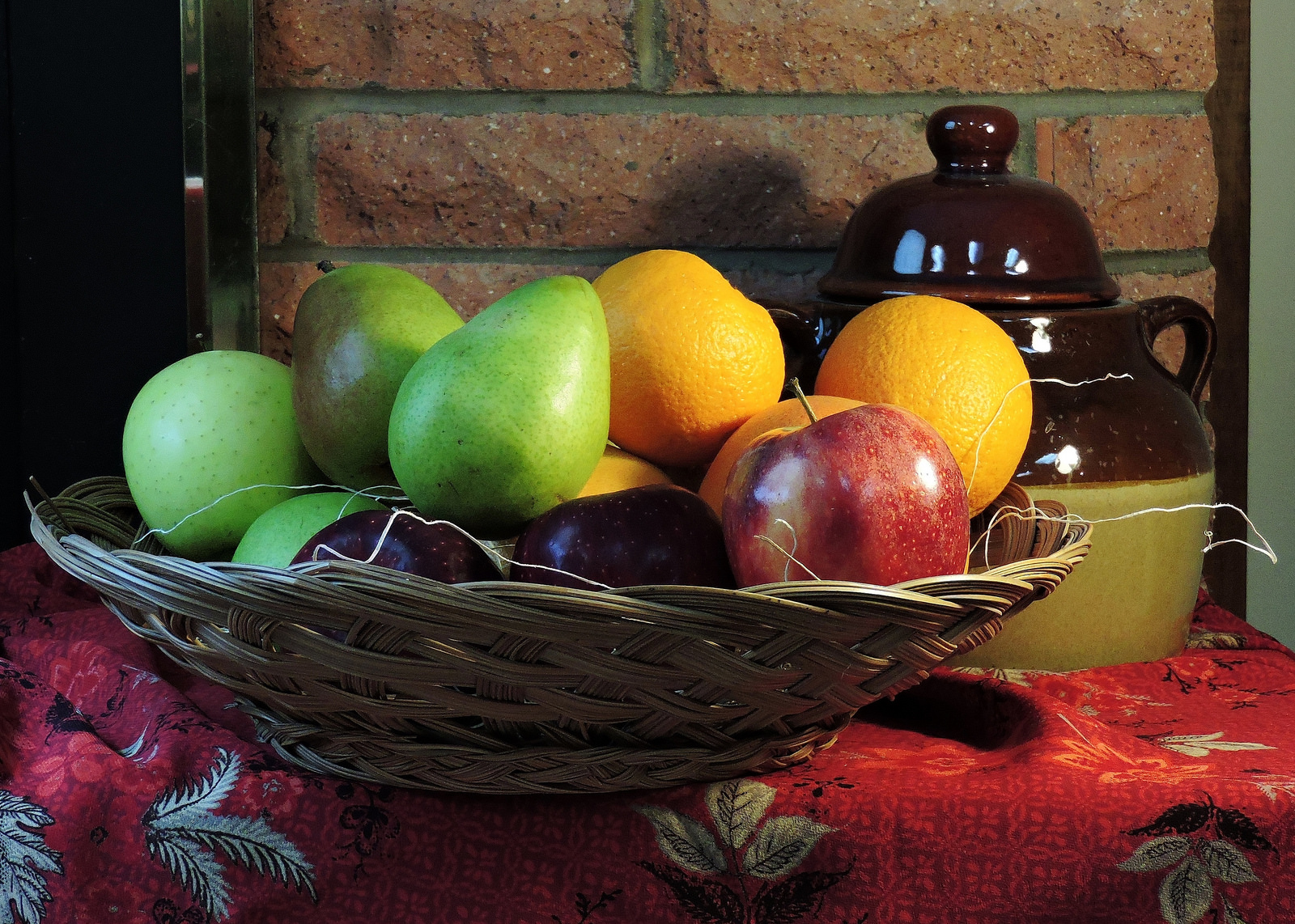 Fruit Still Life by the Fireplace