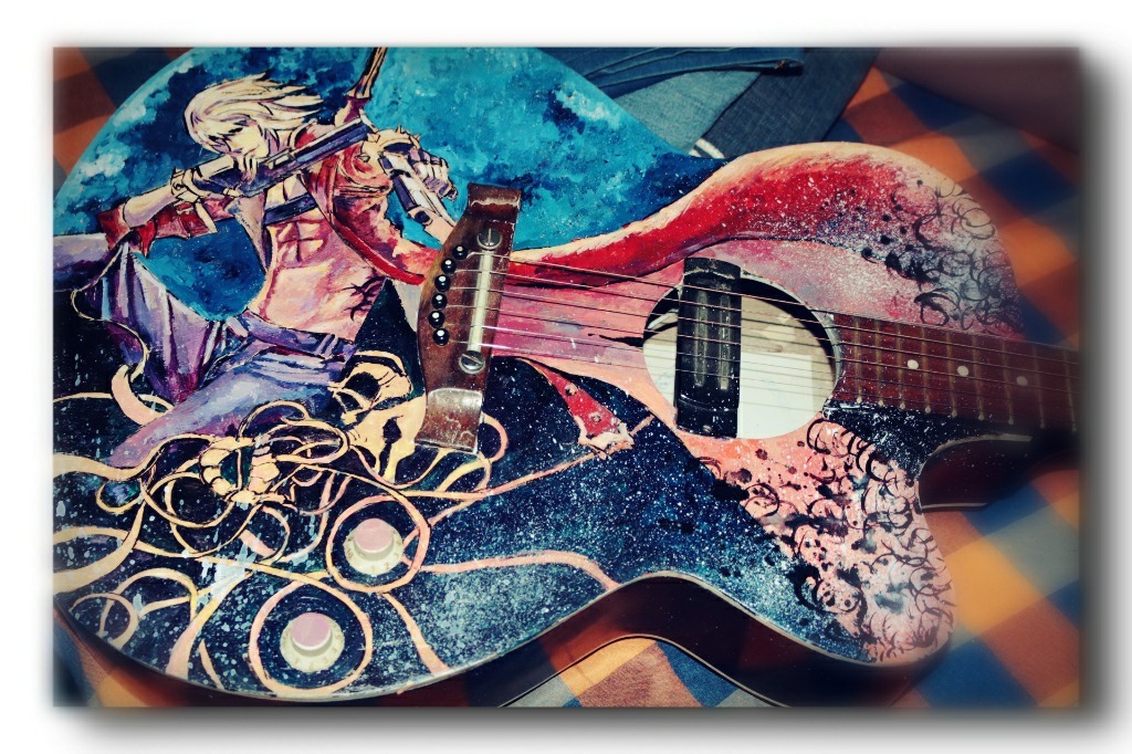 acrylics on guitar