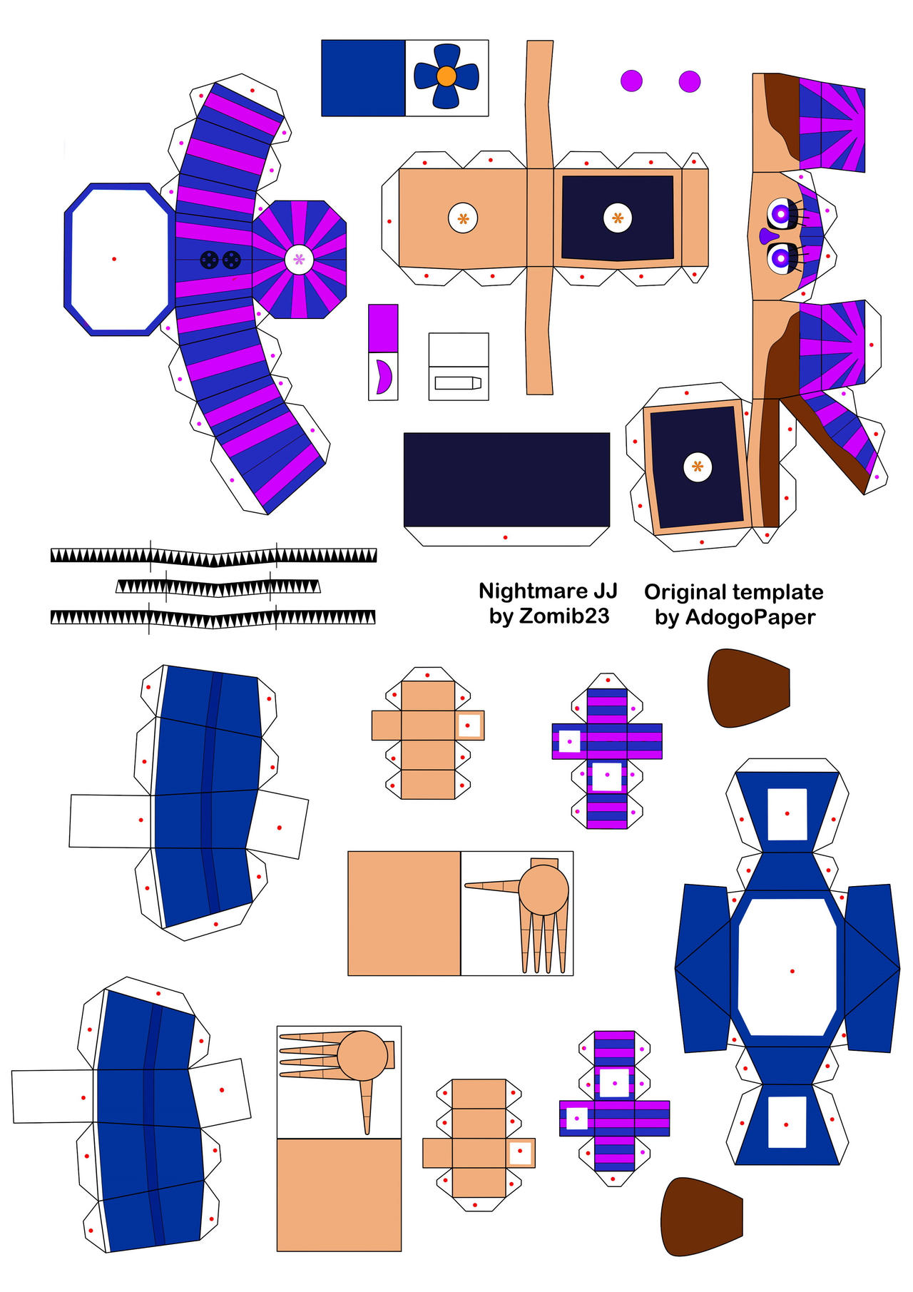 template nigthmare balloon boy created by:Fnaf papercraft #nigthmareba