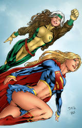 Rogue and Supergirl by Benes