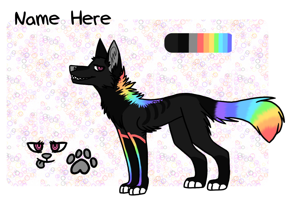 obligatory rainbow wolf adoptable