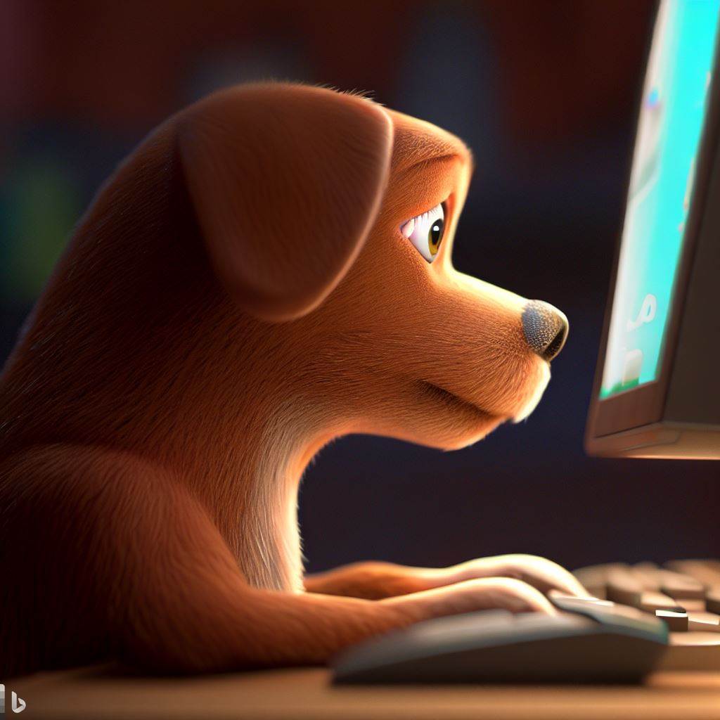 Dog Ausing Computer Cartoon Dog looking at computer pixar 2 by ld345 on DeviantArt