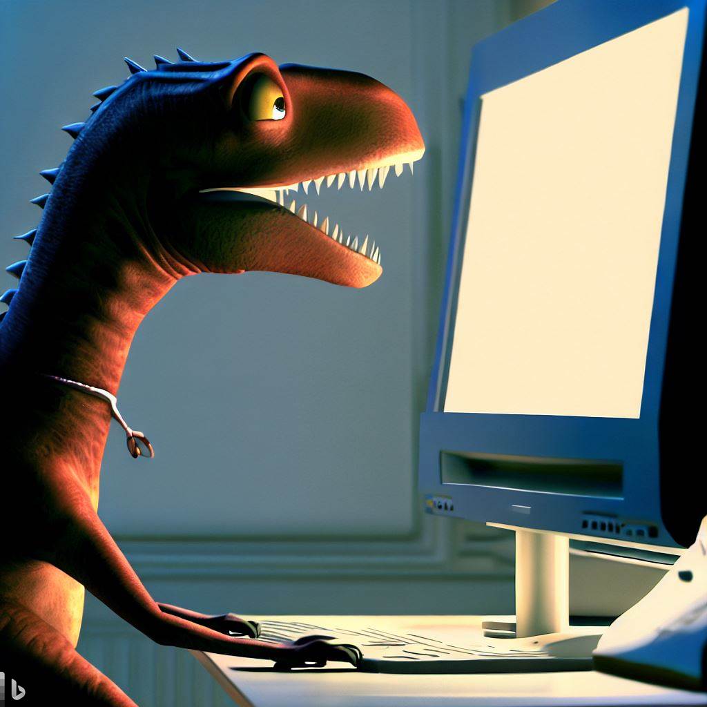 Tyrannosaurus rex watching computers by ld345 on DeviantArt