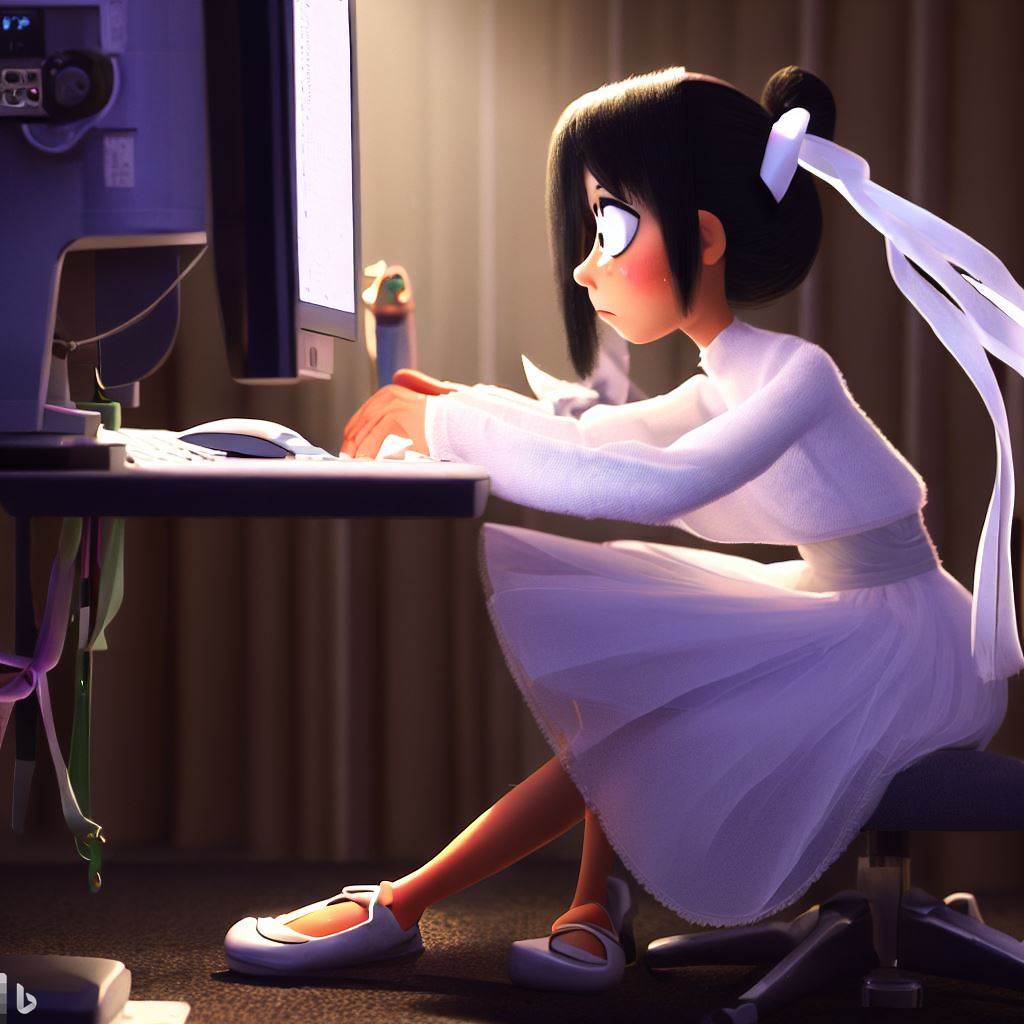 Pixar girl talking on computer by ld345 on DeviantArt