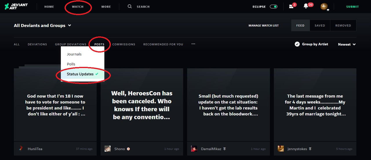 How to DeviantArt: Status Updates by JenFruzz on DeviantArt