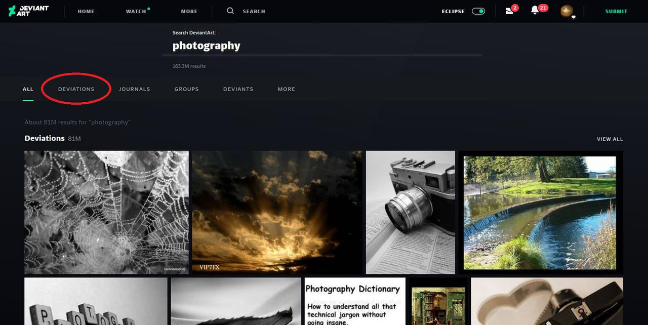 How to DeviantArt: Searching by JenFruzz on DeviantArt