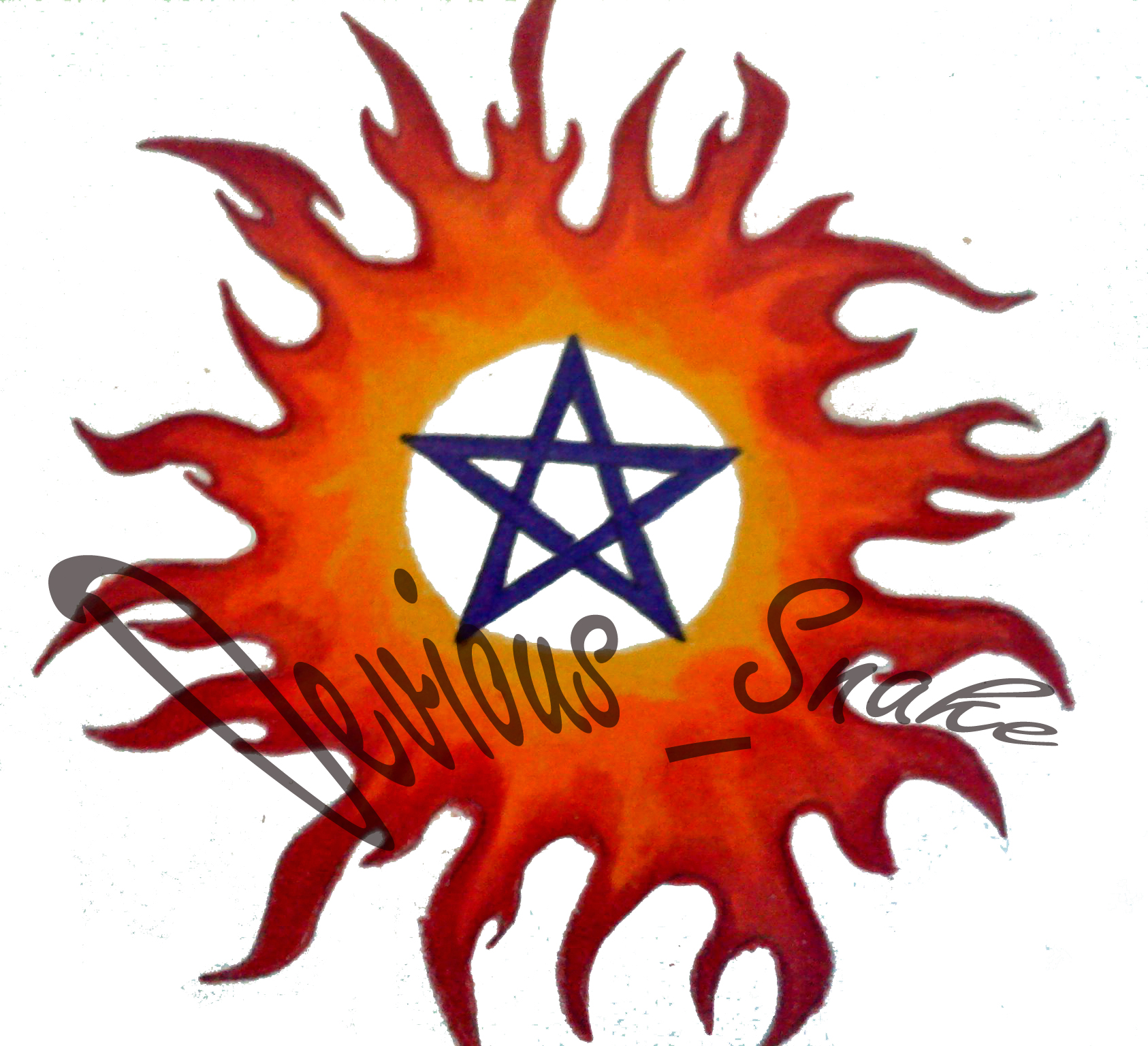 Fire Element Pentagram Tattoo