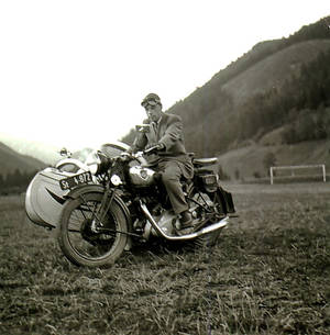 Motorbike with sidecar - Historic Picture