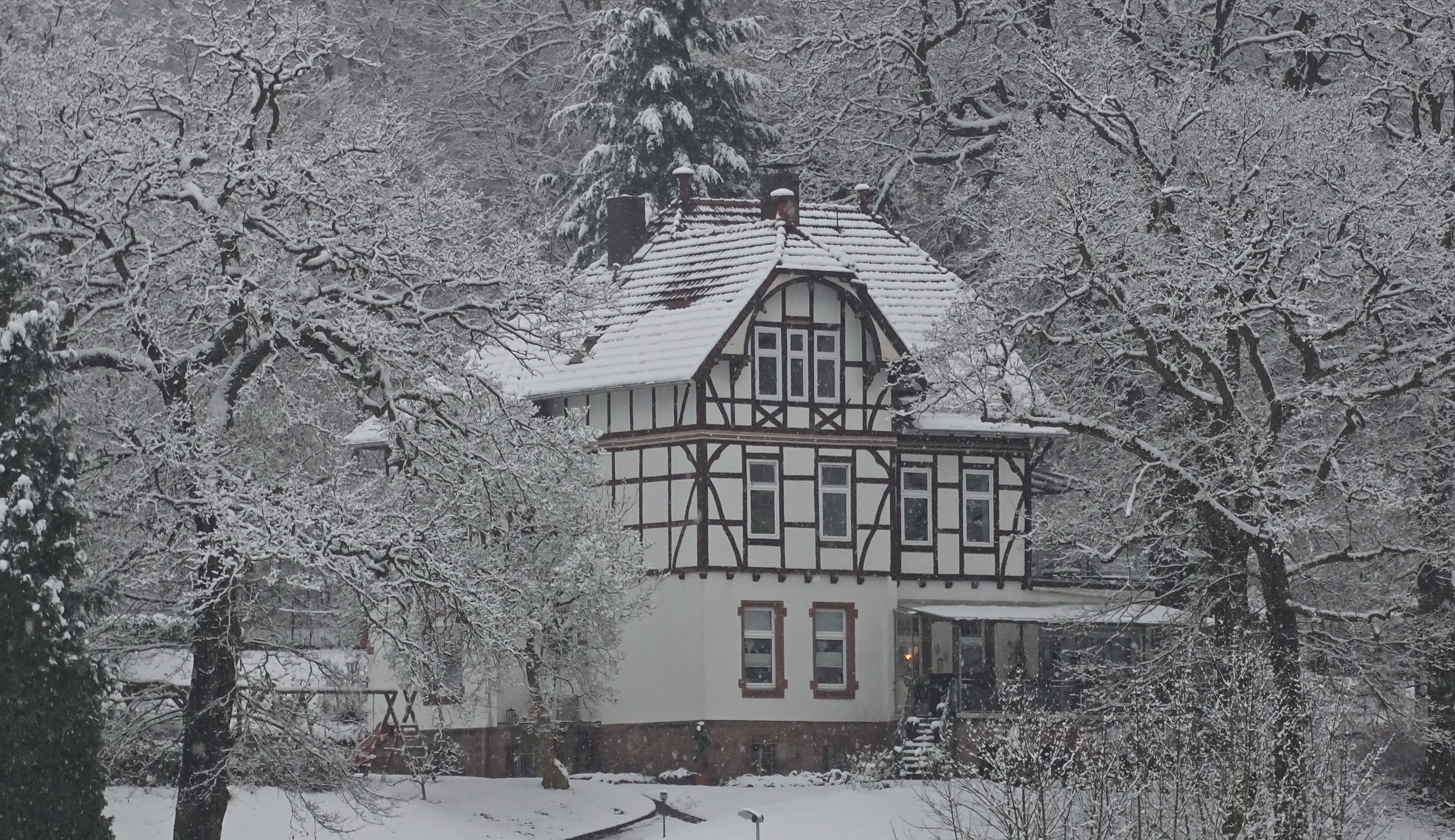 Half-timber house in the winter