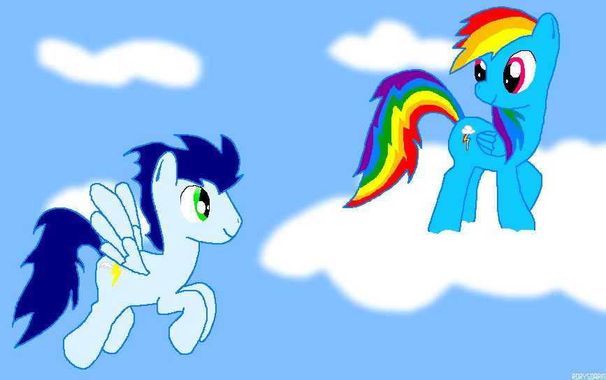 Soarin and Dash in the clouds