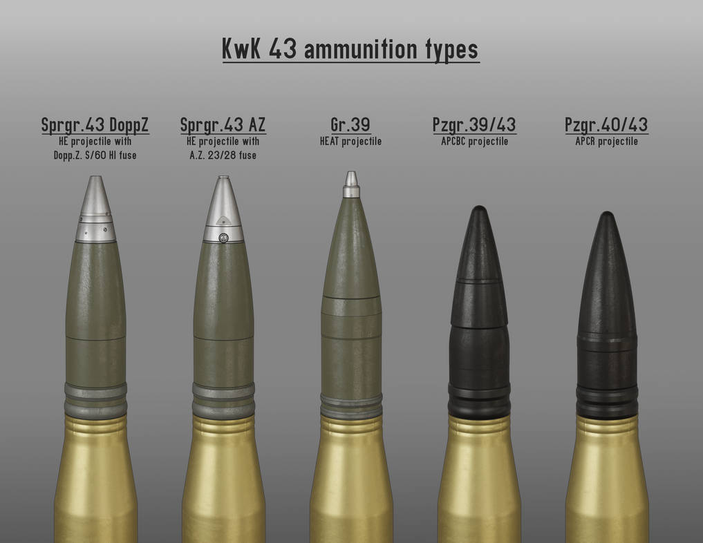 88mm KwK 43 ammunition types offically used