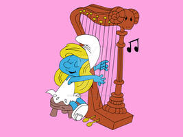 Smurfette plays the harp