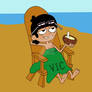 Vic in a sun lounger
