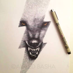 Lightning Wolf - Black and White