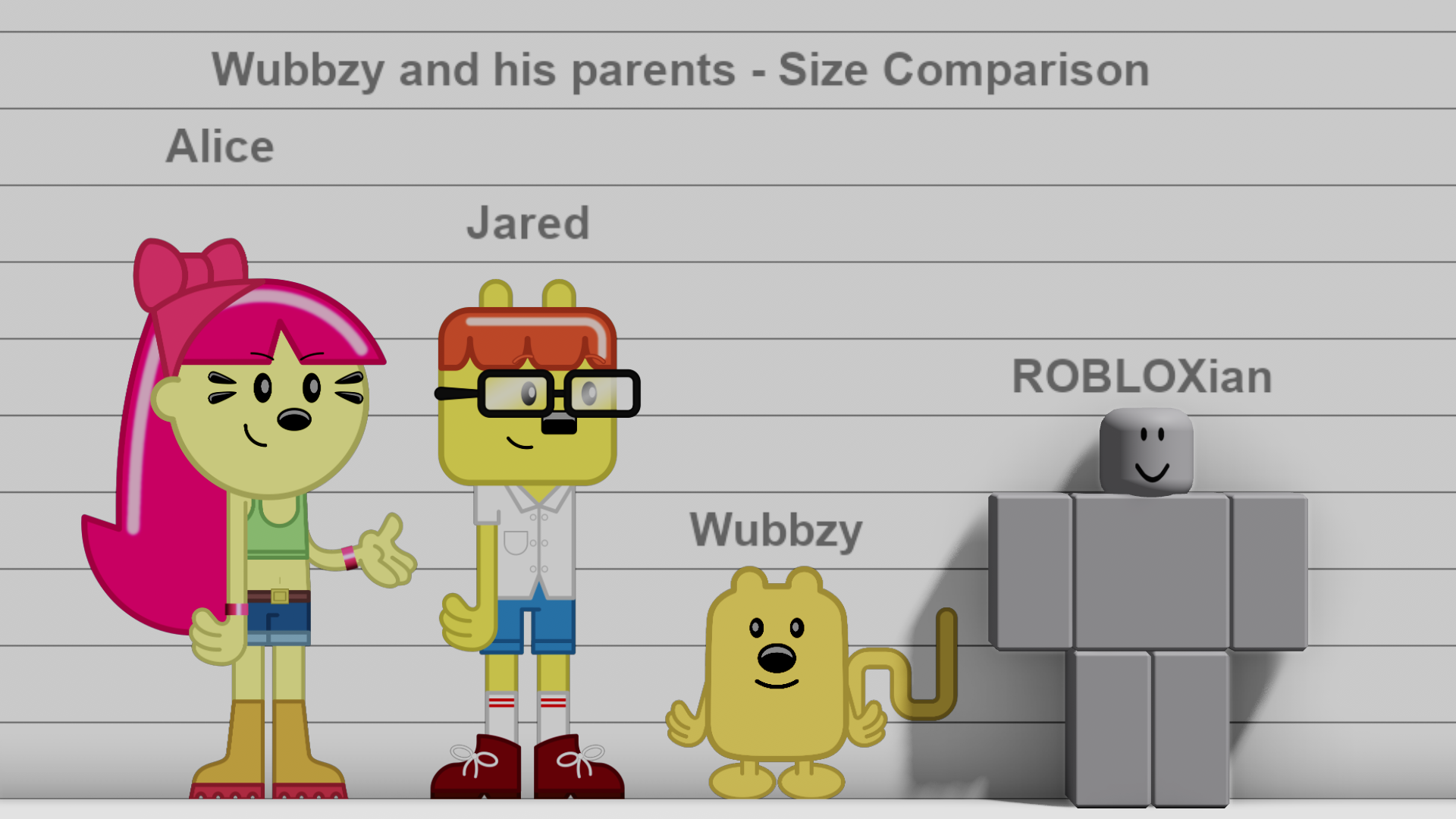 Cartoonia - Wubbzy and Parents (Size Comparison) by Linayer327 on