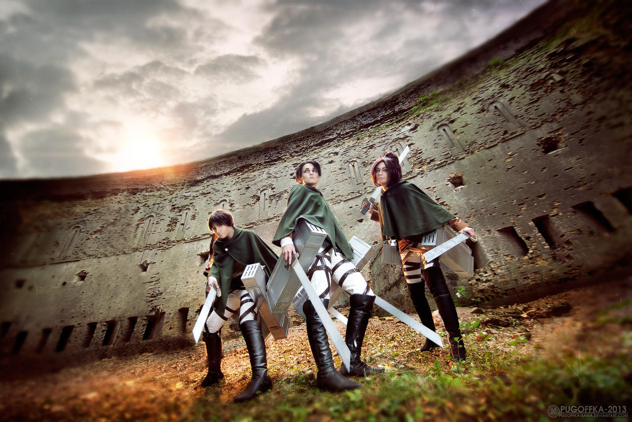 Shingeki no Kyojin - Hange, Levi, Eren