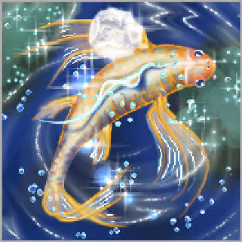 Koi Fish Under the Moonlight