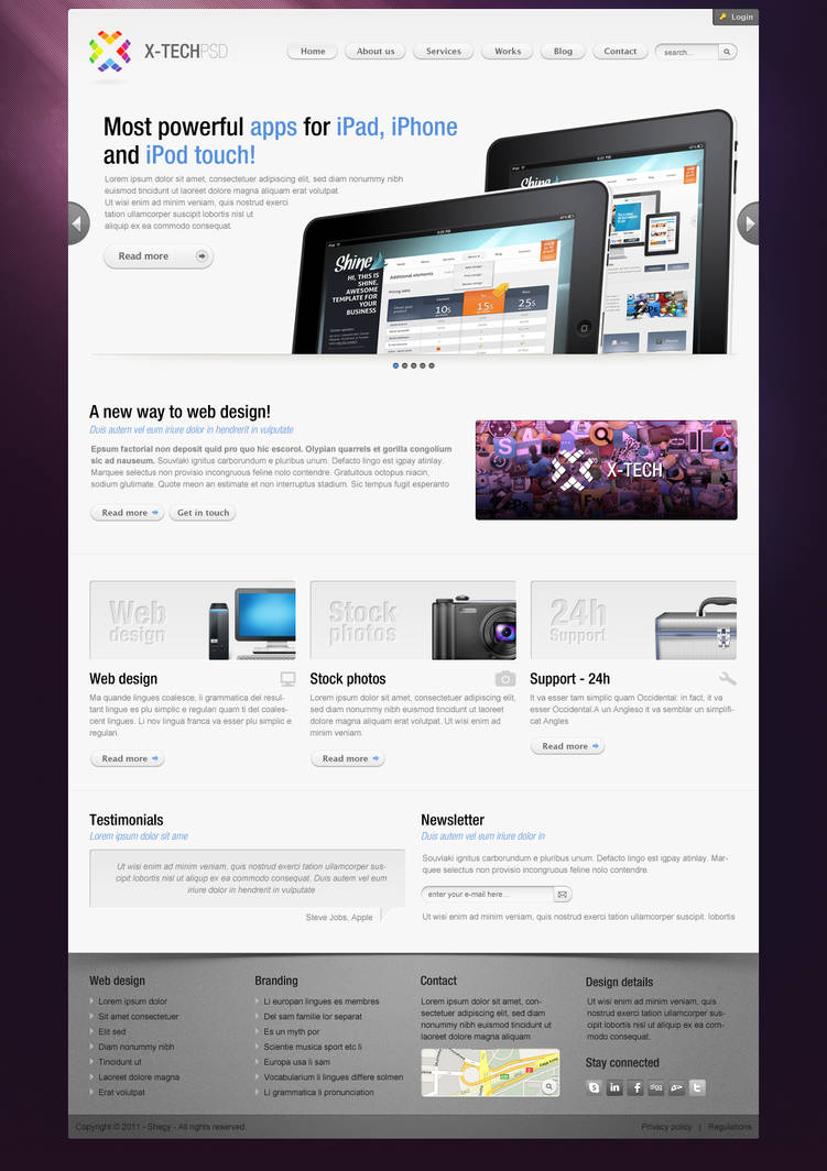 X-Tech Premium Psd template by Shegystudio