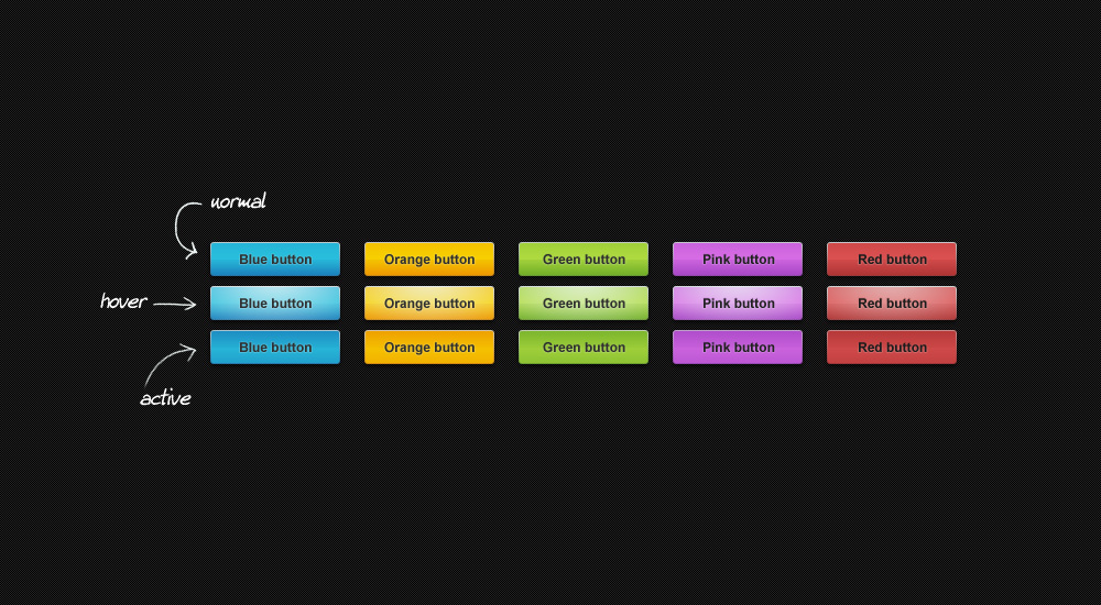 5 Colorful web buttons